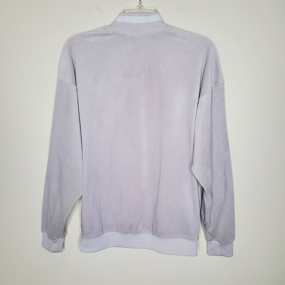 Adidas Winter Ease Lilac Velvet Velour Trefoil Half Zip Pullover Sweatshirt - Picture 7 of 9
